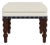 Bunny Williams Home Navy Tape Stool in Cream Performance Linen with Antique Brass Nailheads and Mahogany Legs For Sale