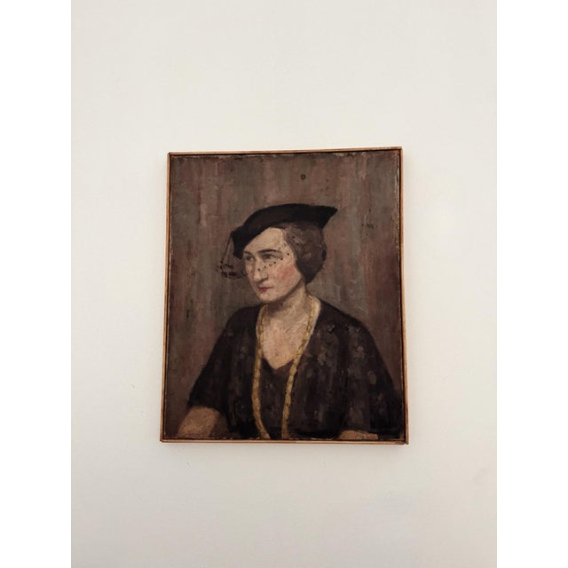 1930s Portrait of a Woman. Oil on Canvas. Signed- 25 x 20” Lovely, 1930s portrait of a woman in black in a cropped veiled...