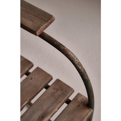 Swedish Iron Garden Armchair with Green Lacquered Wooden Slats, 1930s For Sale - Image 6 of 15