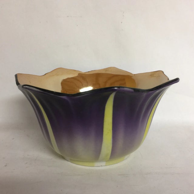 Purple Vintage Hand Painted Opalescent Bowl and Plate For Sale - Image 8 of 9