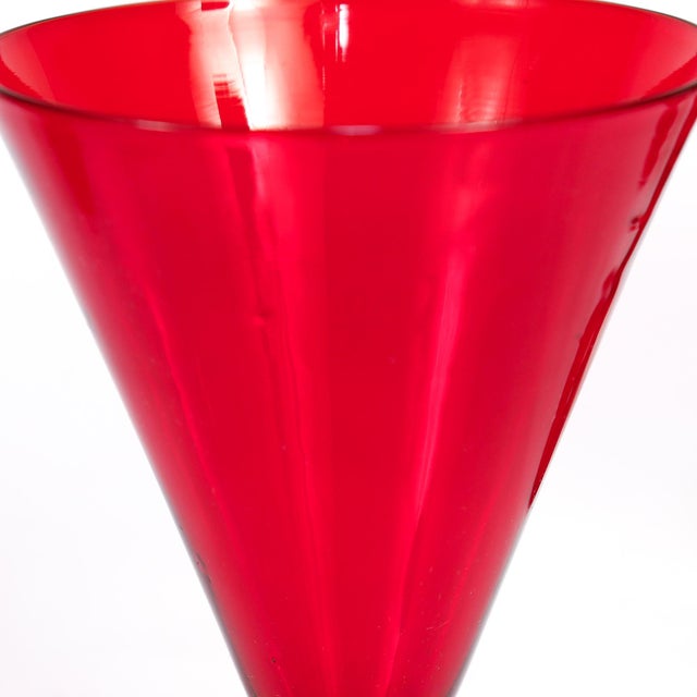 Set of 12 Red Venetian / Murano Glass Salviati Attributed Wine Goblets or Cups For Sale - Image 16 of 18
