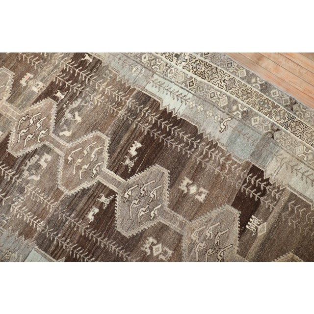 Early 20th Century Brown Grey Persian Kurd Gallery Size Rug For Sale - Image 4 of 18