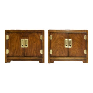 1970s Campaign Nightstands Dynasty Collection by Drexel Heritage - A Pair For Sale