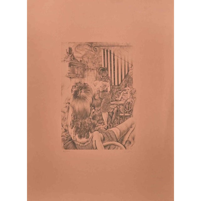 The fire of Marseille, 1971 realized by Hans Bellmer. Etching, Signed in pencil. Limited edition of 100 copies numbered in...