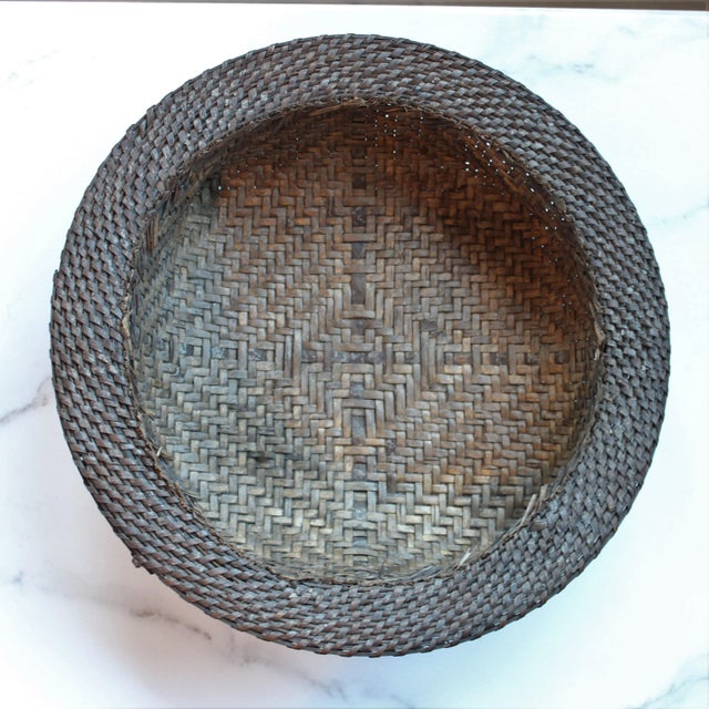 Early 20th Century Native American Primitive Round Basket Catchall For Sale - Image 5 of 5