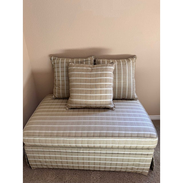 Transitional Ethan Allen Chair and Ottoman For Sale - Image 3 of 7
