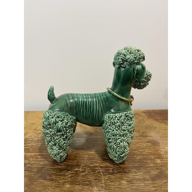Mid-Century Modern Emerald Green Spaghetti Poodle attributed to Vallauris, France, 1950s For Sale - Image 3 of 11