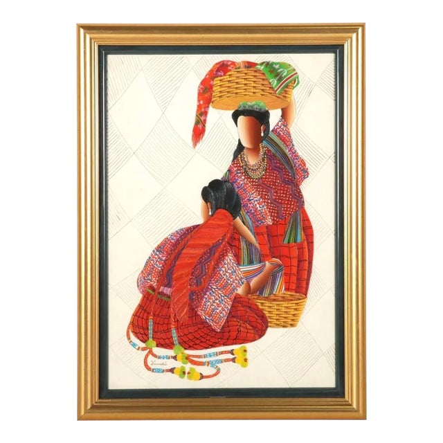 Modern Folk Art Painting Women Indigenous Clothing For Sale