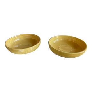 Vintage 1937-51 Homer Laughlin Fiesta Fiestaware Yellow Dessert Bowls - Pair For Sale
