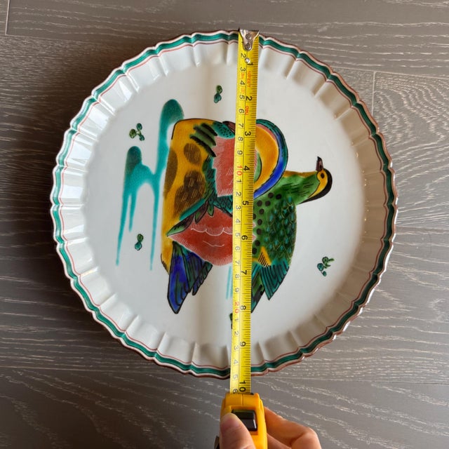Ceramic Vintage Japanese Kutani Mandarin Duck Motif Round Decorative Display Plate 9.75" For Sale - Image 7 of 8