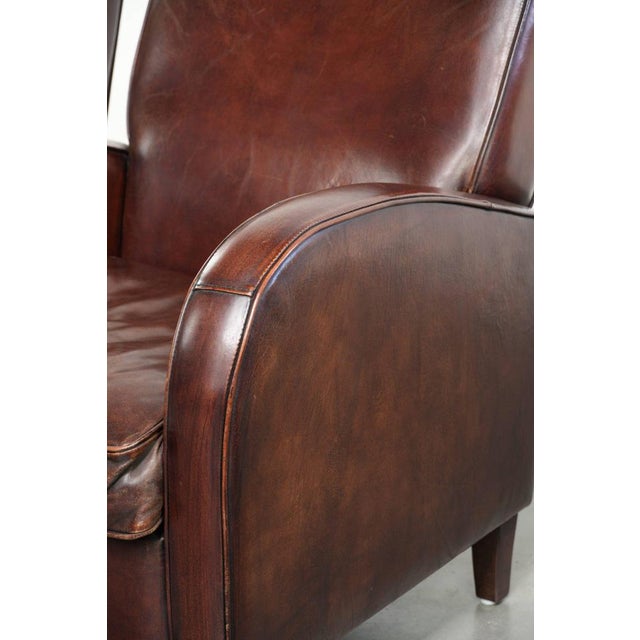 Dark Cognac-Colored Sheepskin Armchairs, Set of 2 For Sale - Image 11 of 16