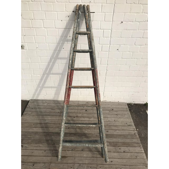 Industrial Wooden Folding Ladder, 1920s For Sale - Image 3 of 12