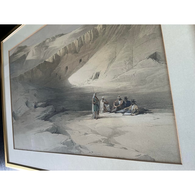 Late 19th Century Large Hand-Colored David Roberts r.a. Lithograph – Entrance to the Tombs of the Kings of Thebes – Framed Egyptian Grand Tour Print For Sale In Los Angeles - Image 6 of 10