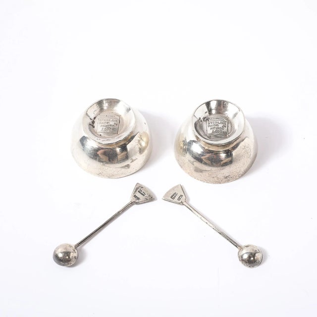 Pair of Sterling Silver Salt Cellars With Spoons Signed Marcia For Sale - Image 10 of 11