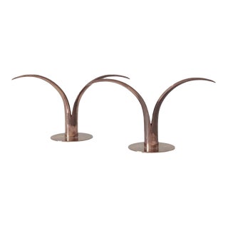 Mid-Century Modern Sweden Lilly Brass Candle Holders - a Pair For Sale