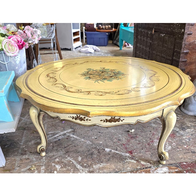 1970s Vintage French Provincial Round Coffee Table | Chairish
