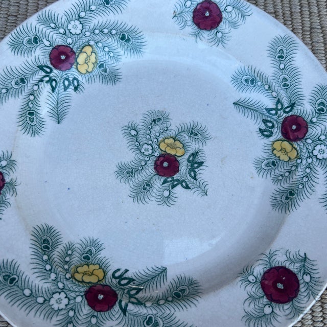A Nice Antique Staffordshire "Feather" Pattern Green Transfer Decorated Plate, Circa 1830's For Sale - Image 11 of 12