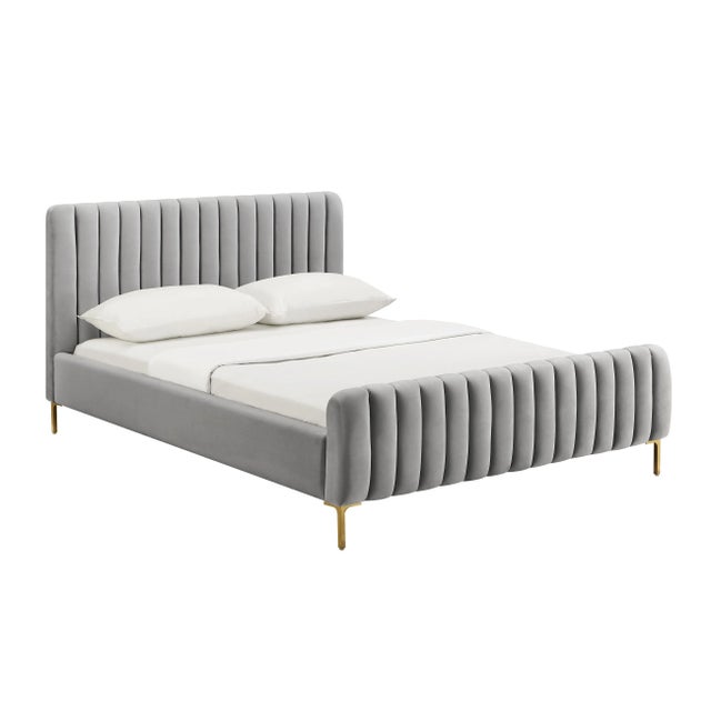 Transitional Angela Grey King Bed For Sale - Image 3 of 5