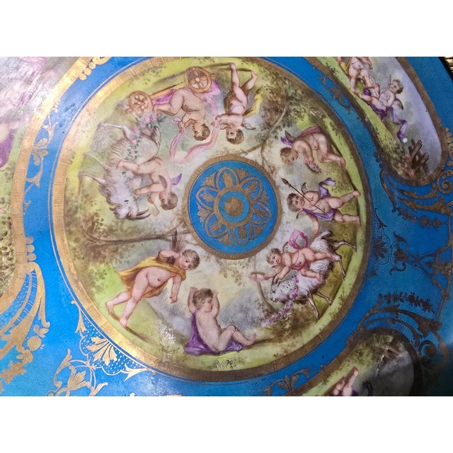 19th Century French Hand-Painted Porcelain Table with Gilt Bronze in the style of Sèvres, 1890s For Sale - Image 9 of 15