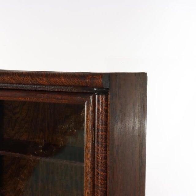 1920s Arts & Crafts Oak Single Door Clawfoot Bookcase With Reeded Columns C1920 For Sale - Image 5 of 11
