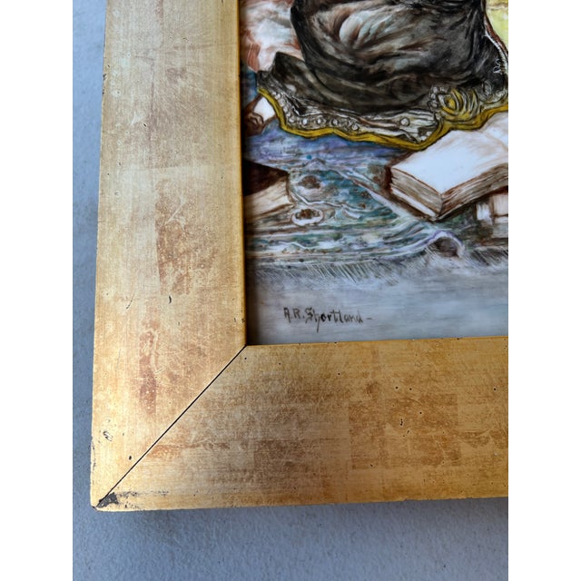 Early 20th Century Early 20th Century Framed Hand Painted Porcelain “Teacher and Young Woman” After Amedeo Simonetti For Sale - Image 5 of 12
