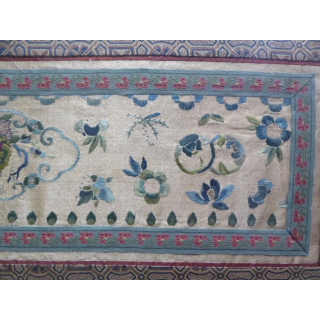 Textile Set of 3 Asian Antique Embroidery Textile Art Framed Early 20th Century China For Sale - Image 7 of 12