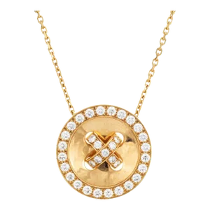 Mid 20th Century Van Cleef & Arpels Button Necklace Boutonniere Diamond Estate 18k Yellow Gold