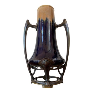Art Nouveau Water Lily Vase Jugendstil Bronze in the Manner of Otto Eckman For Sale