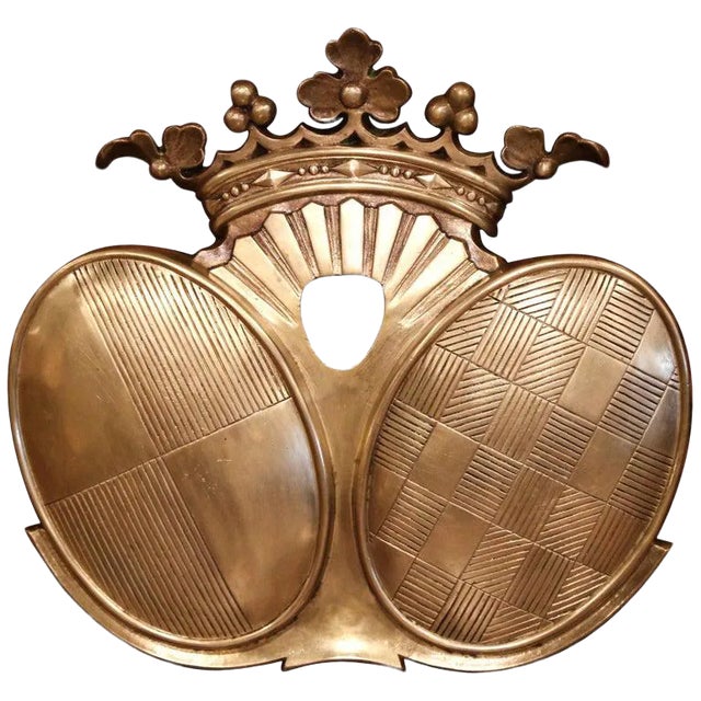 19th Century French Napoleon III Patinated Bronze Wall Hanging Family Crest For Sale