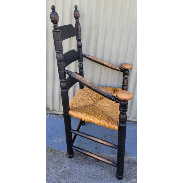 1960s Ladder Back Arm Chair & Foot Stool Set For Sale - Image 11 of 12