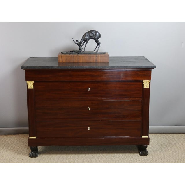Empire Consulate mahogany commode stamped by Jean Baptiste Gamichon, a Parisian cabinetmaker who worked in the late 18th...