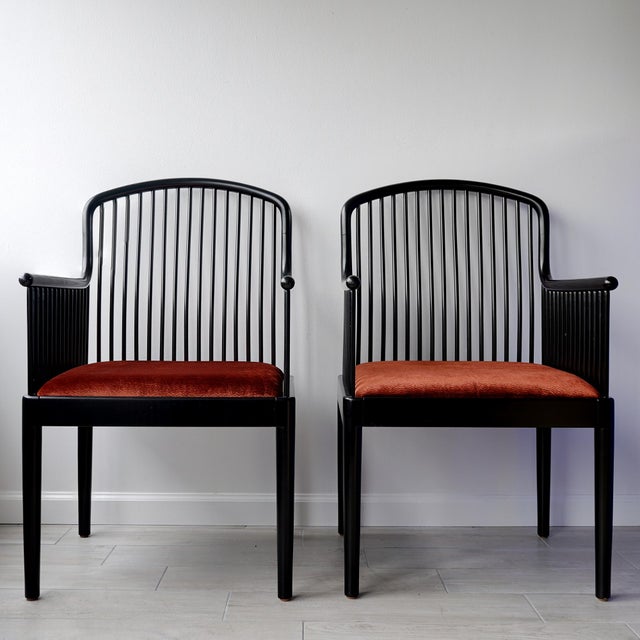 Contemporary Vintage Stendig "Andover" Pair of Arm Chairs in Copper Rust Velvet For Sale - Image 3 of 18