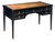 An elegant double-sided French writing desk or table of ebonized wood with gilt accents in the Louis XVI style. Featuring...
