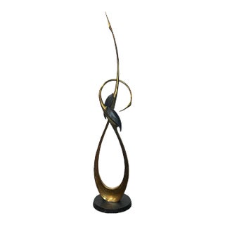 1960s Entwined Cranes Brass Sculpture by Boris Lovet-Lorski For Sale