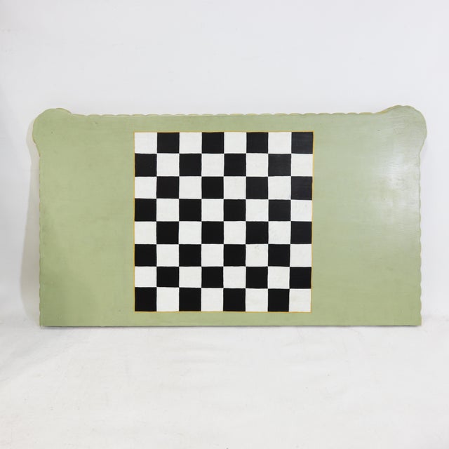 Vintage Neoclassical Sage Green and Gilt Accent Game Table With Reversible Chess/Backgammon Top For Sale - Image 11 of 18