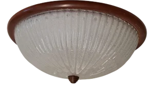 Vintage Italian Beech Ceiling Lamp with Segmented Ice Glass Shade from C.L., 1990s