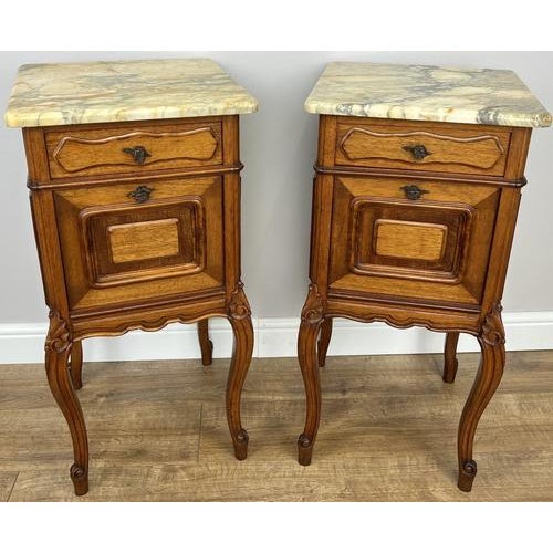 French Bedside Tables in Walnut with Marble Top, Set of 2 For Sale - Image 18 of 18