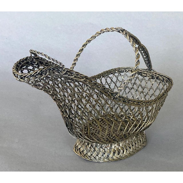 French 1970s French Woven Wire Silver Plate Wine Bottle Holder For Sale - Image 3 of 5