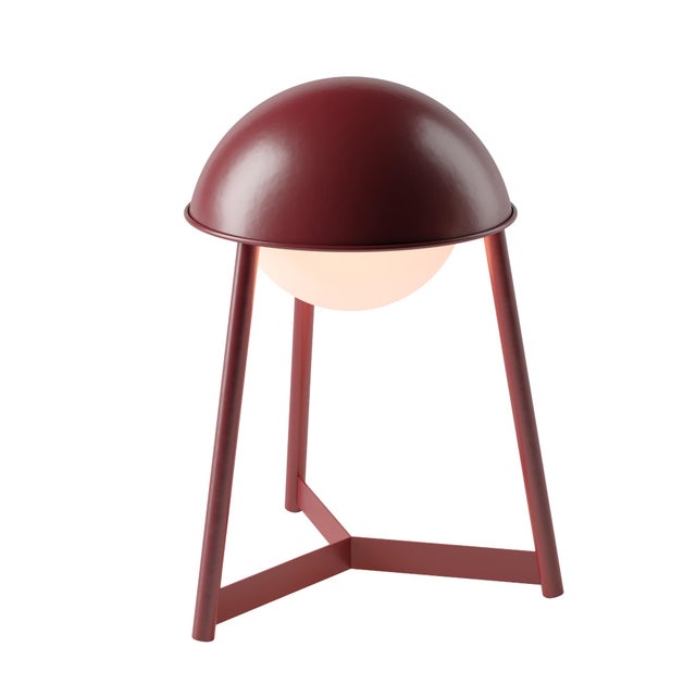 Modern HELMET Rechargeable Cordless LED Table Lamp, 3-Levels Brightness Touch Sensor Control, Oxblood For Sale - Image 3 of 14