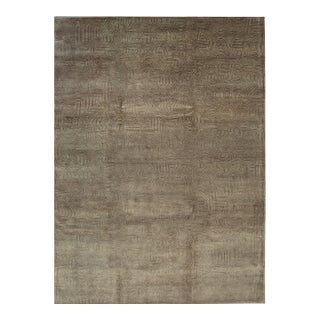 6x9 Graceful Selene Traditional Brown Geometric Modern Hand Knotted Wool Carpet Rug For Sale
