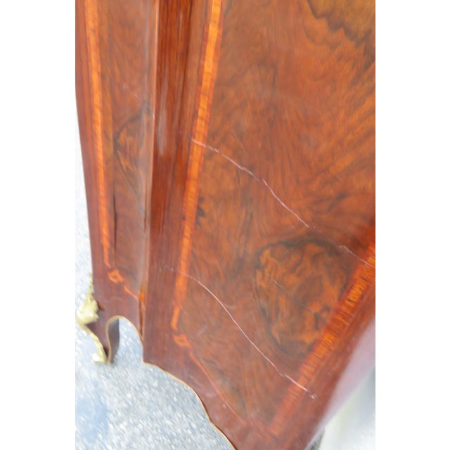 Brown Late 20th Century French Marble Top Bombay Serpentine Inlay Commode Dresser Bathroom Vanity 6210 For Sale - Image 8 of 18