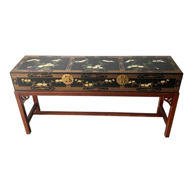 Asian Long Rectangular Sword Chest Trunk For Sale