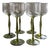 Art Nouveau Wine Glasses with Wavy Bowl and Green Stem, 1890s, Set of 6 For Sale