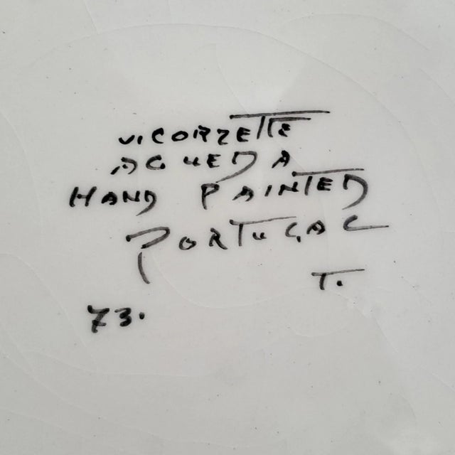 Porcelain Hand Painted Porcelain Wall Plate With Flowers & Bird, 1973, Signed For Sale - Image 10 of 10