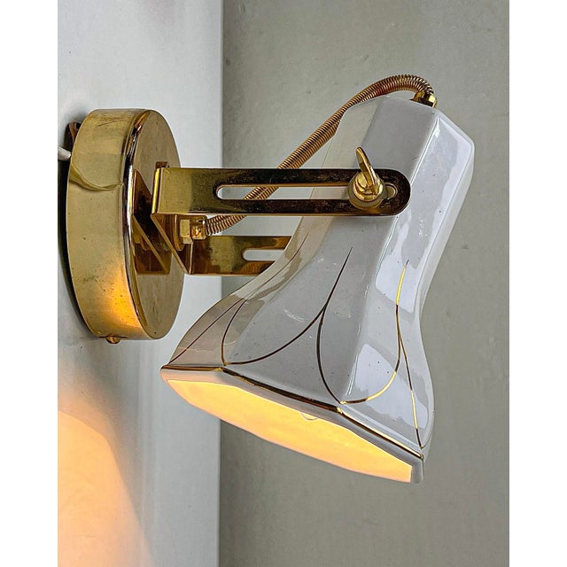 Brass and Ceramic Wall Lamp from Faladesa, Spain, 1980s For Sale - Image 15 of 16