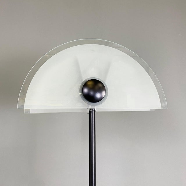 Italian Modern Floor Lamp in Matt Glass Lampshape and Black Metal, 1980s For Sale - Image 6 of 18