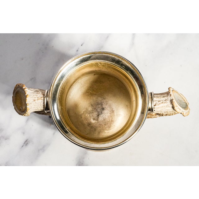 Rustic Double Antler Handle Antique Sterling Silver Trophy Cup For Sale - Image 9 of 11