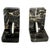 An elegant pair of bookends crafted from black marble veined with white and beige, featuring a clean, timeless geometric...