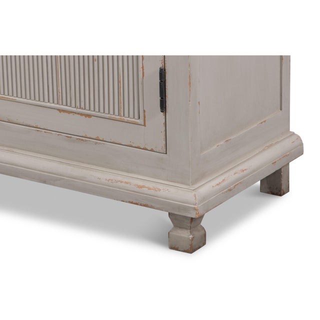 Swedish Gustavian Reeded Sideboard in Soft Gray - 95" For Sale - Image 10 of 11