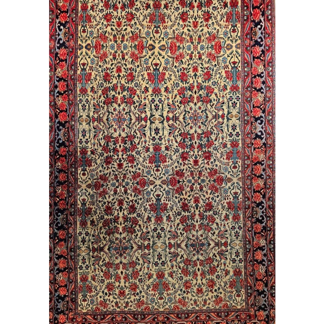 Vintage Persian Bidjar Area Rug, Handwoven All Over Floral Pattern, Yellow & Red, 5’ X 9’ For Sale - Image 4 of 11